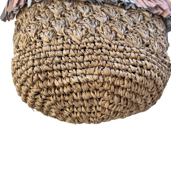 CLEOBELLA RAFIA & LEATHER FRINGE CROSSBODY SHOULDER BAG Pink - Picture 8 of 11